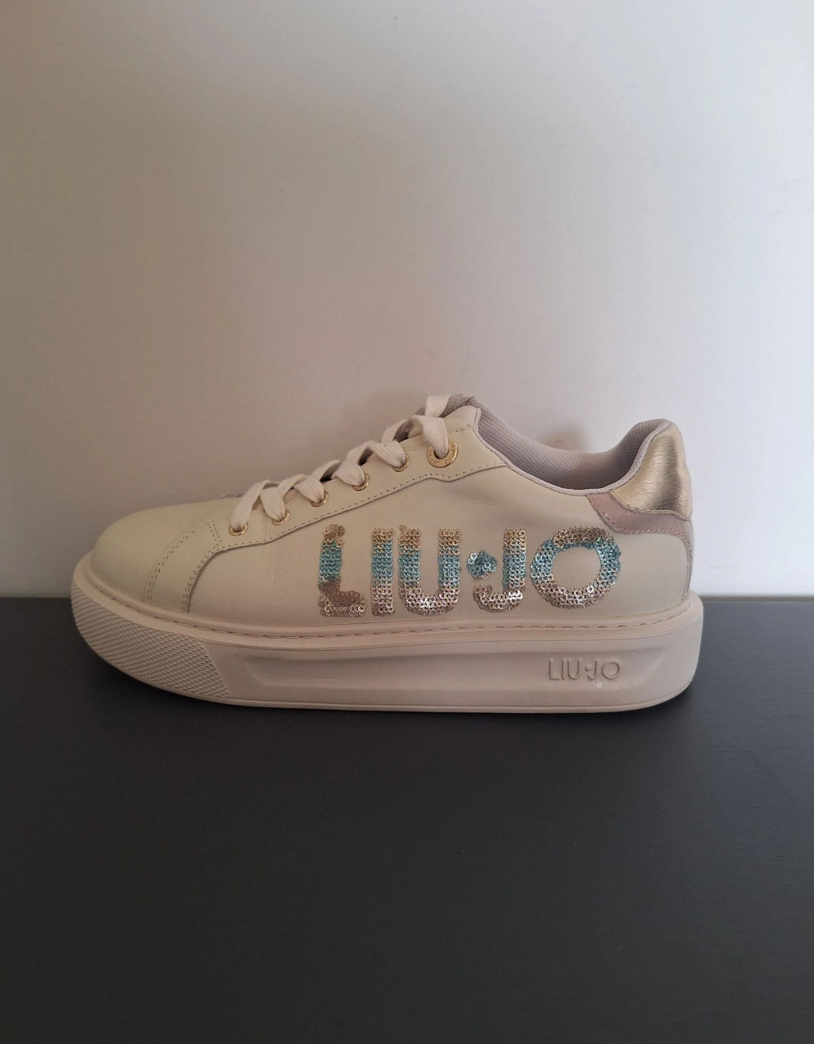 Tênis Liu Jo creme multicolor com logo brilhante tamanho 39 – photo 2